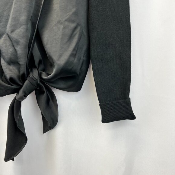 Cabi Womens Black Ribbed Long Sleeve Round Neck Crosstie Pullover Sweater XS - Picture 6 of 10